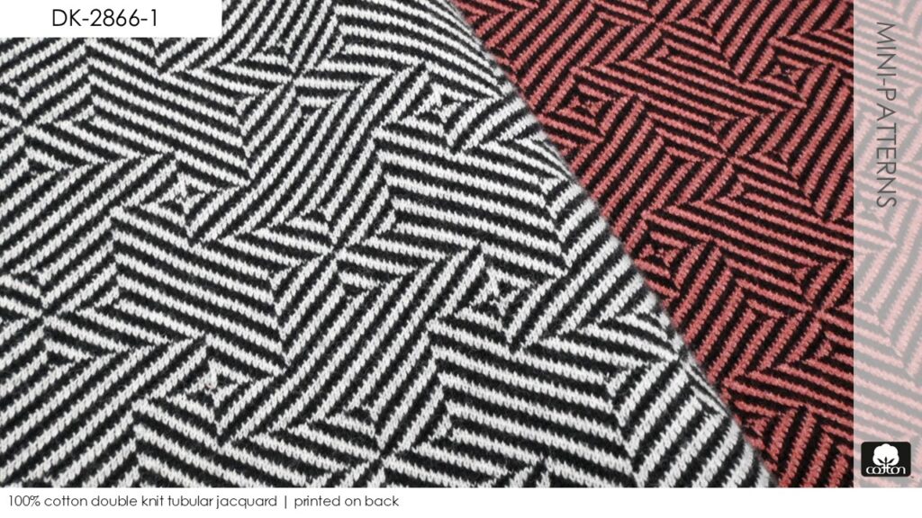 100% cotton double knit tubular jacquard | printed on back 
