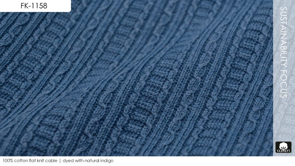 100% cotton flat knit cable | dyed with natural indigo

