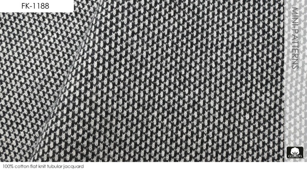 100% cotton flat knit tubular jacquard
